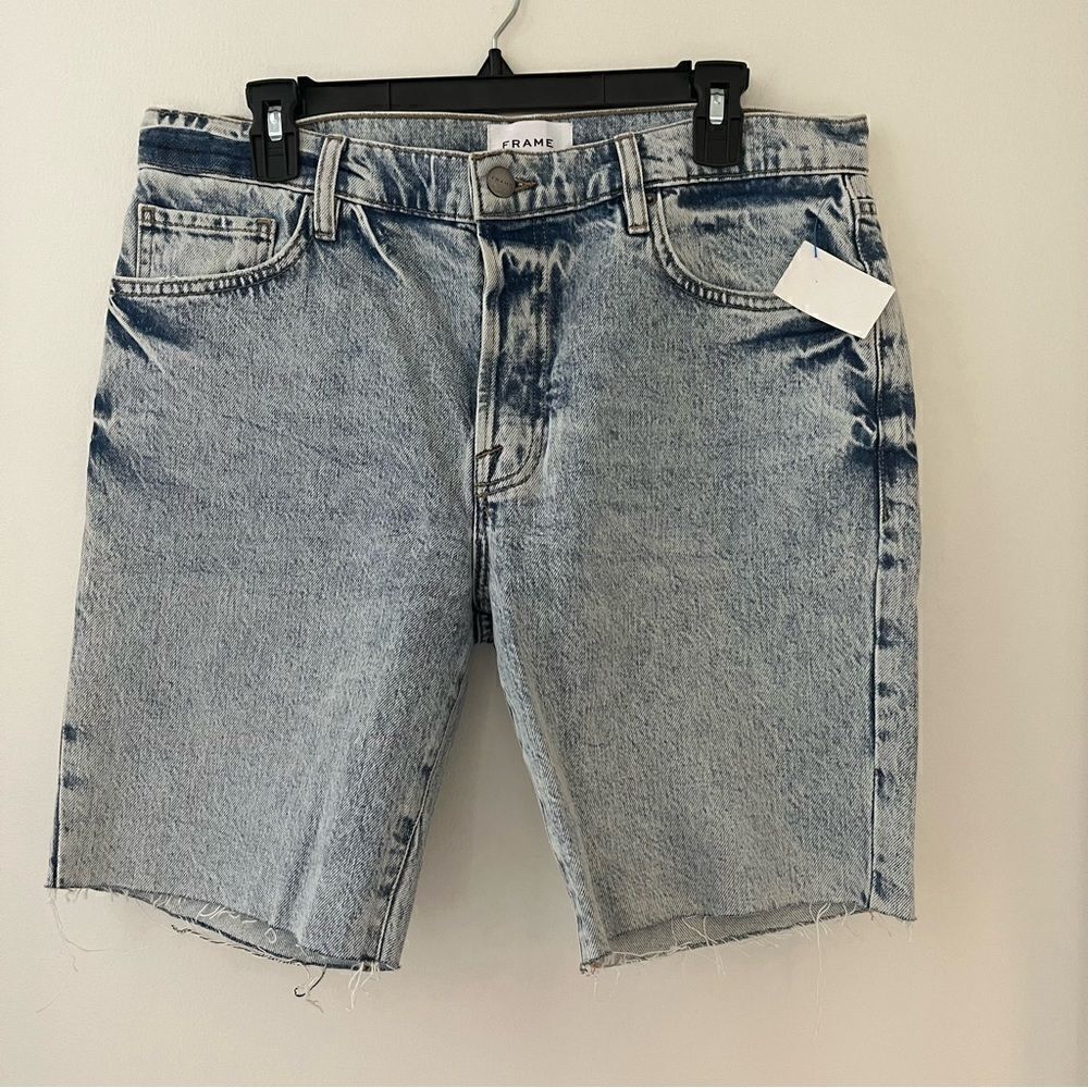 Frame Denim Le Slouch Bermuda Shorts Light Acid Wash Size 28 NWT